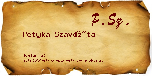 Petyka Szavéta névjegykártya